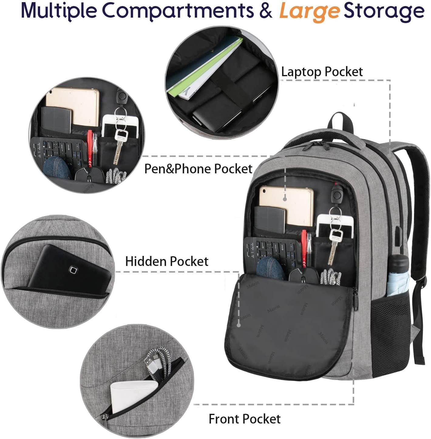 TSA Approved 17-Inch Travel-Ready Laptop Backpack with USB Charging