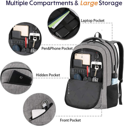 TSA Approved 17-Inch Travel-Ready Laptop Backpack with USB Charging